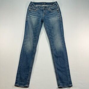 Silver Jeans Co Suki Mid Skinny Blue Denim Jeans W28 L31 L93116SJL229 Medium